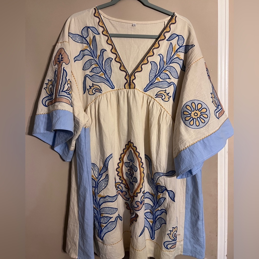 Bohemian Embroidered Tunic Dress